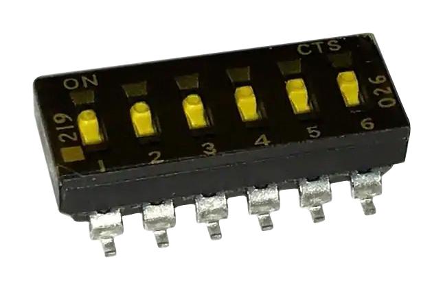 Cts 219-6Lpst Dip Switch, 0.1A, 50Vdc, 6Pos, Smd