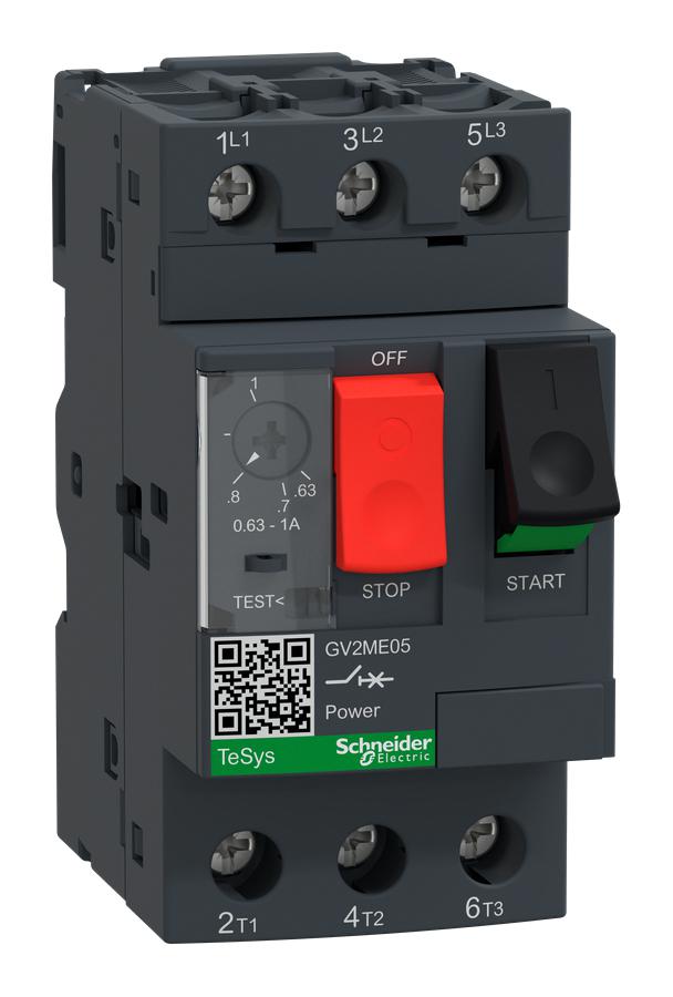 Schneider Electric Gv2Me05 Circuit Breaker, 3 Pole, 1A