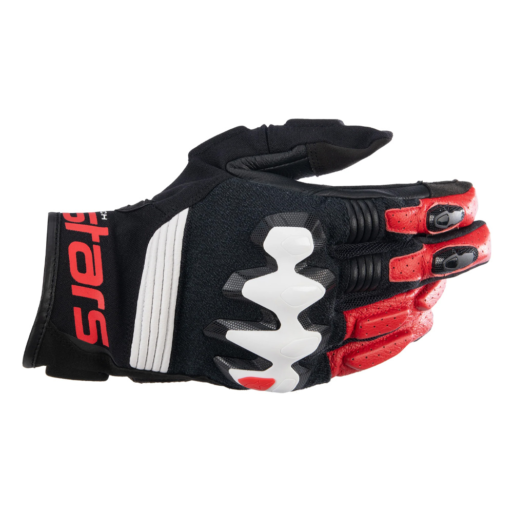 Alpinestars Halo Leather Gloves Black White Bright Red Size L