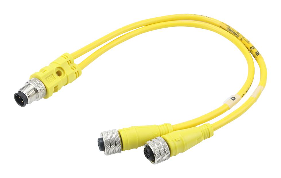 Molex 120068-0177 Sensor Cord, M12 Plug-2X Rcpt, 3.3Ft