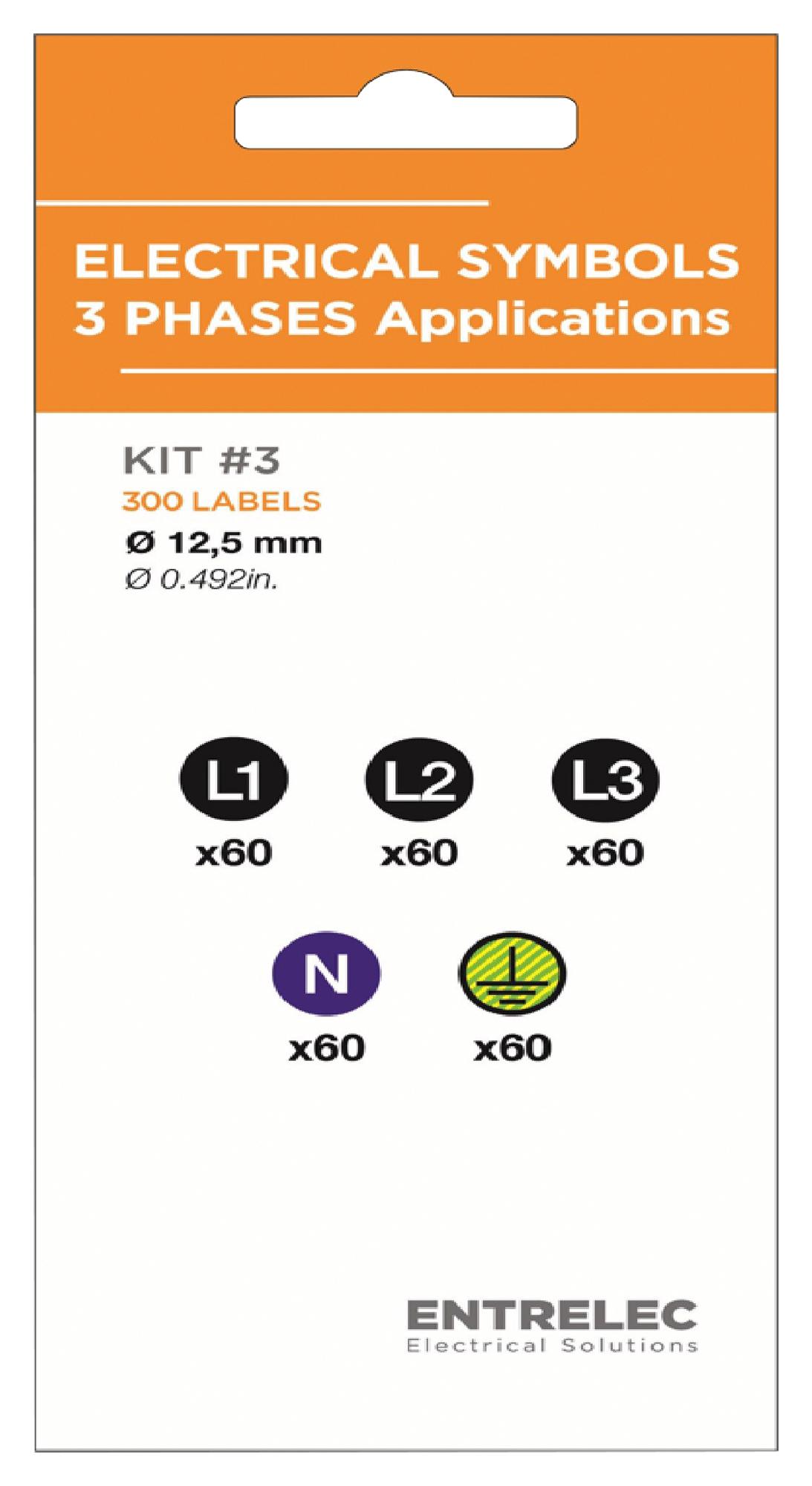 Entrelec TE Connectivity Lb-Kit-Elec-3Phases-12-300 Label, Warning, Pvc, 12.5mm