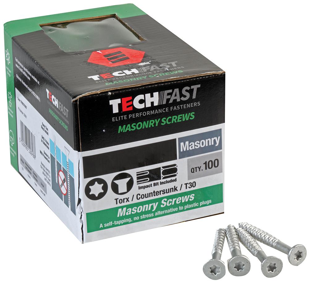 Techfast Tfmsct6332 Masonry Screw Countersunk 6.3X32mm Pk100