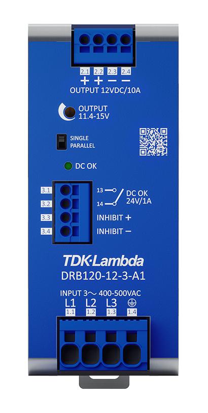 TDK-Lambda Drb120-12-3-A1 Power Supply, Ac-Dc, 12V, 10A