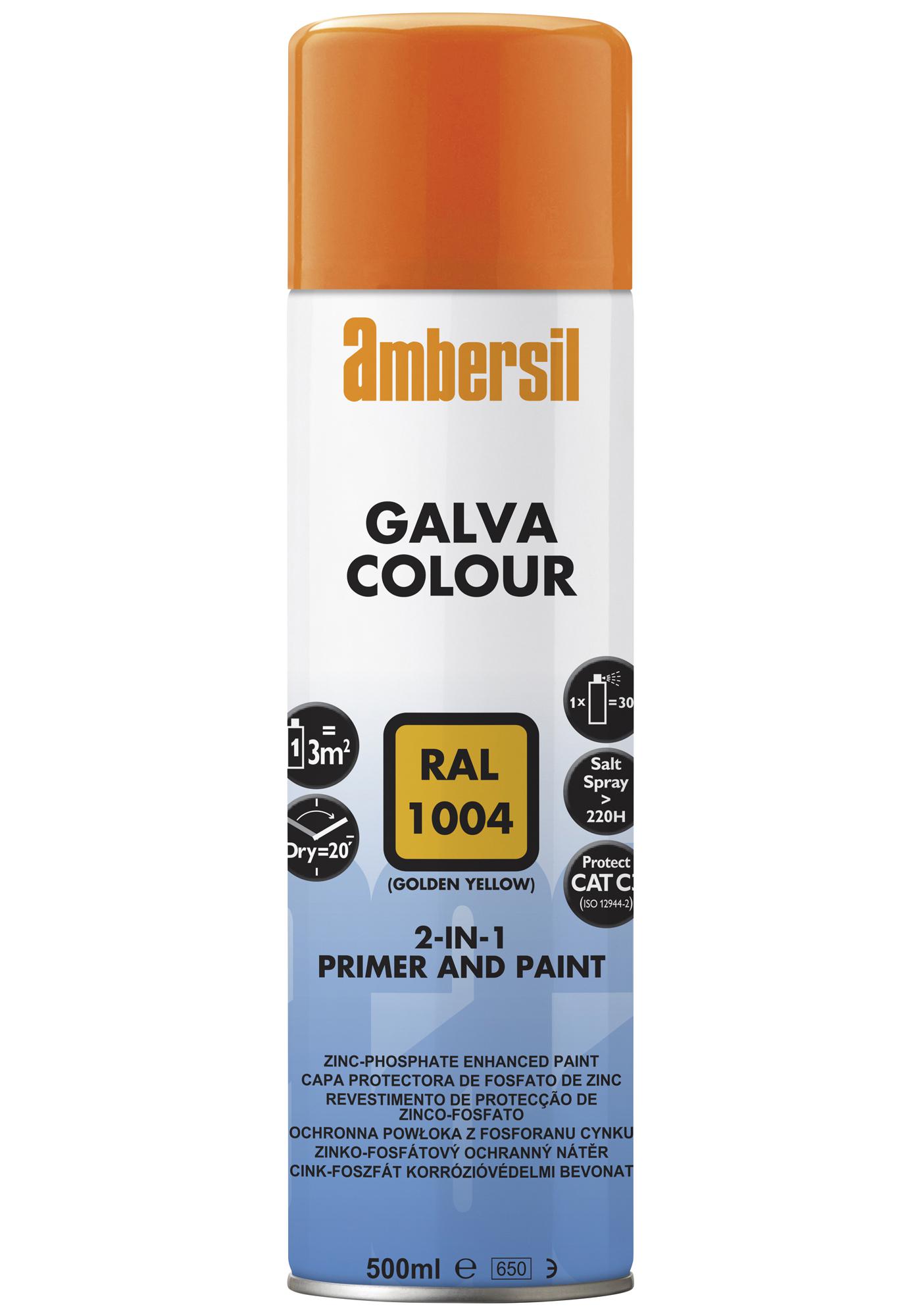 Ambersil Galva Colour Yellow Ral 1004, 500Ml Coating, Aerosol, 500Ml