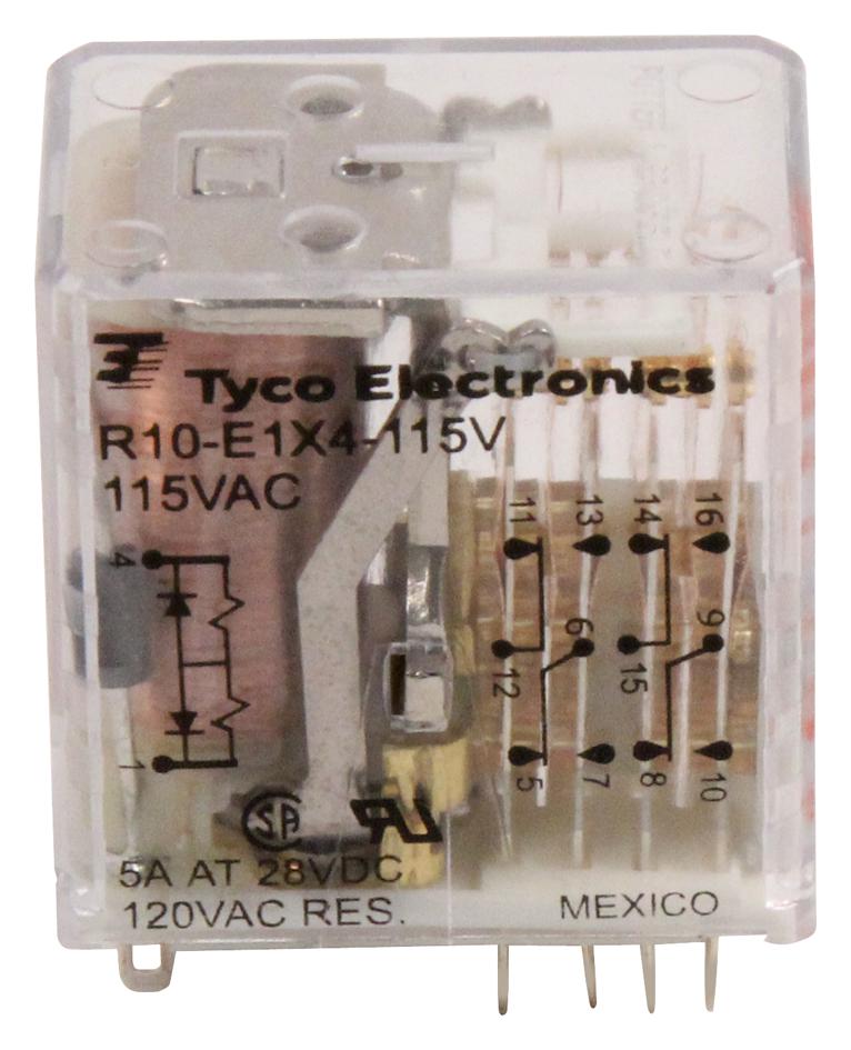 Potter & Brumfield Relays / Te Connectivity R10-E1X4-115V Relay, 4Pdt, 120Vac, 30Vdc, 5A