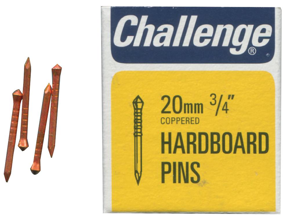 Challenge 10806 Hardboard Pins Copper Plated 20mm (40G)