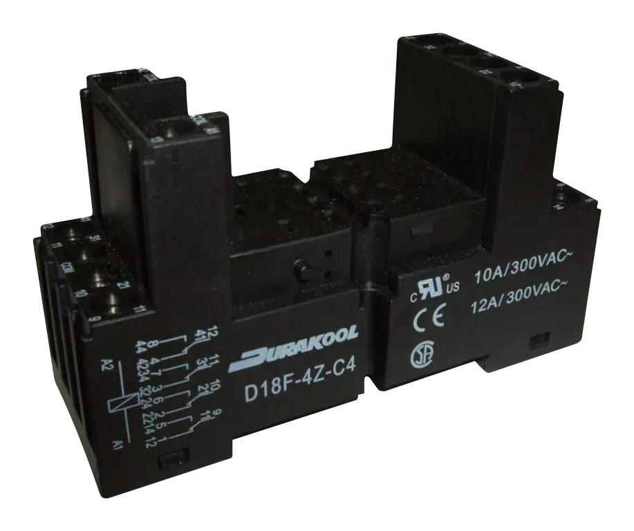 Durakool D18F-4Z-C4 Relay Socket, 10A, 300Vac, 14Pin, Din