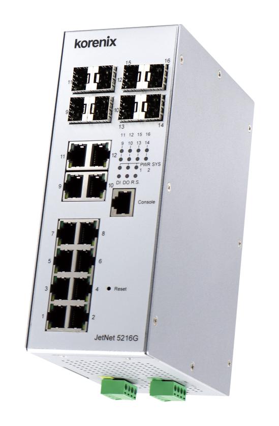 Korenix Jetnet 5216G-4C4F Ethernet Switch, 10Mbps, 100Mbps, 1Gbps