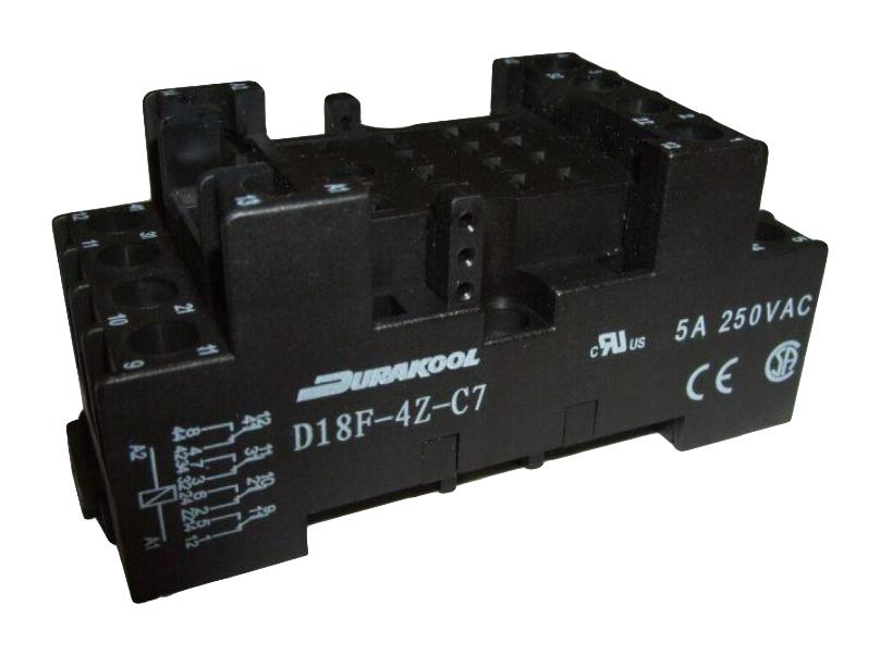Durakool D18F-4Z-C7 Relay Socket, 5A, 250Vac, 14Pin, Din