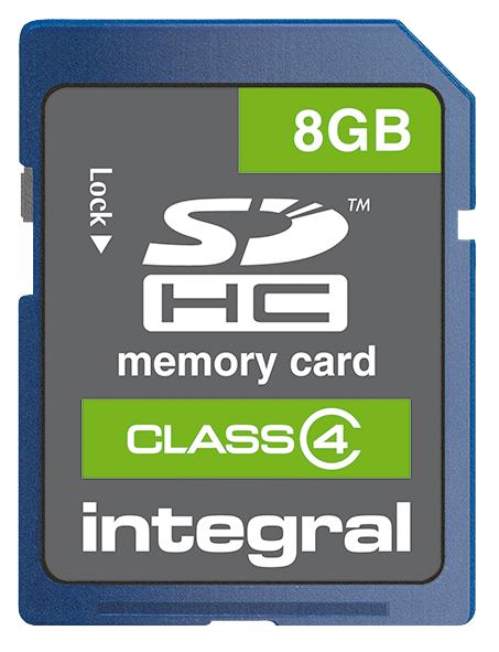 Integral Insdh8G4V2 Sdhc Card, 8Gb, Class 4, Integral