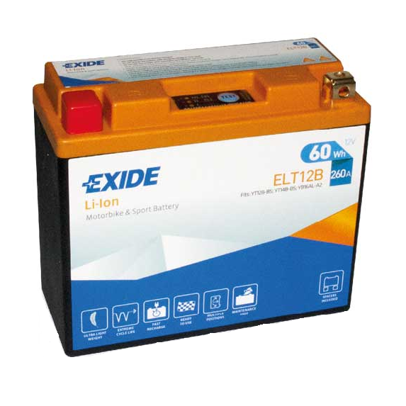 EXIDE ELT12B Lithium-ion Motorcycle Battery Size