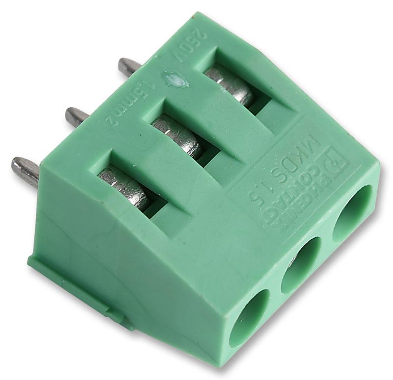 Phoenix Contact Mkds 1,5/3 Terminal Block, Wire To Brd, 3Pos, 14Awg