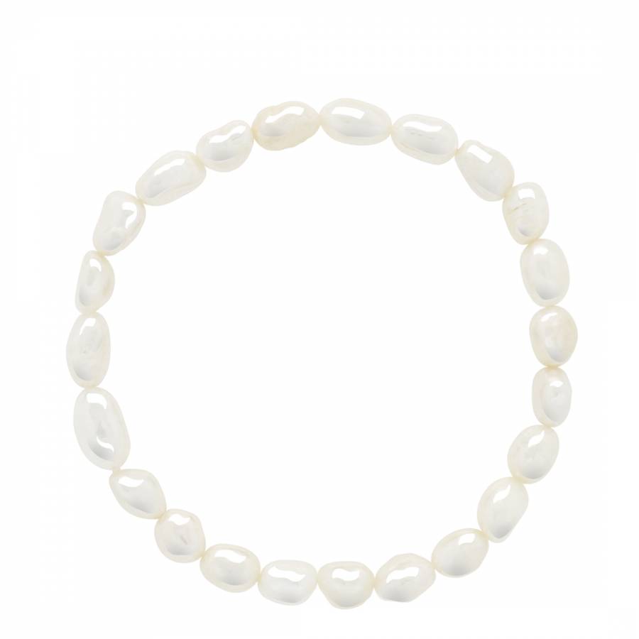 White Freshwater Pearl 6-7mm Lucky Charm Bracelet