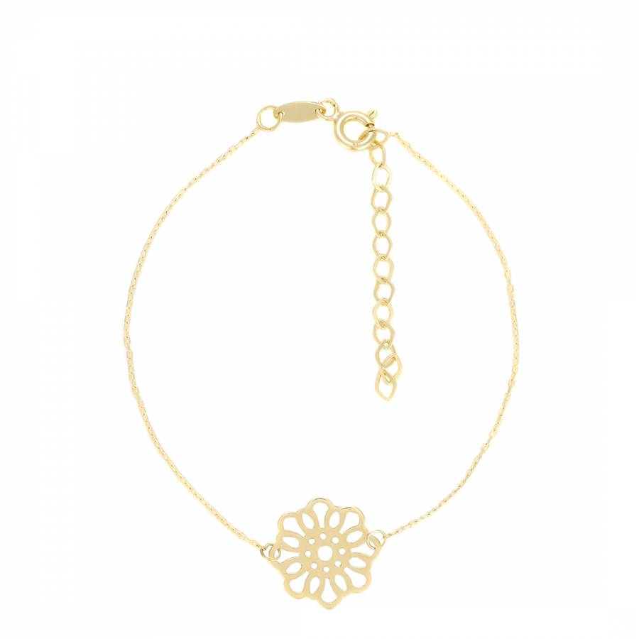Gold Chain Flower Pendant Bracelet