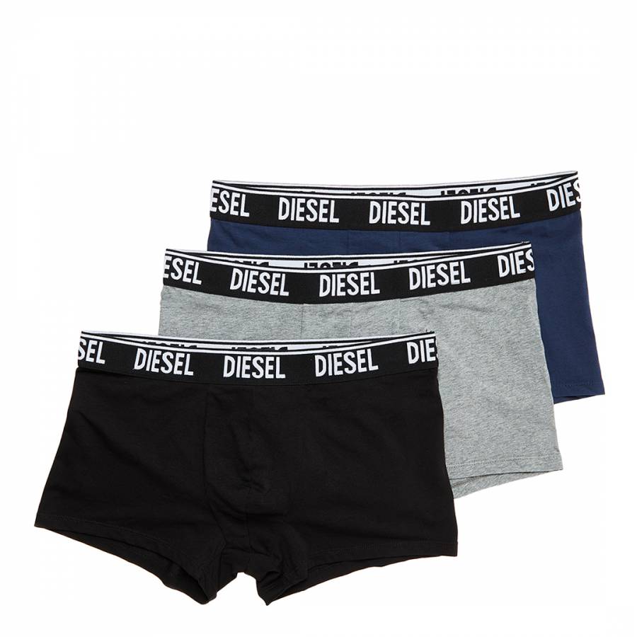 Grey Multi 3 Pack Cotton Blend Trunks