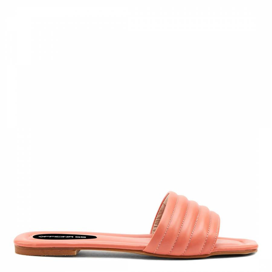 Coral Leather Flat Sandals