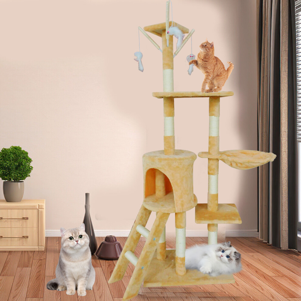 Cat Tree Tower Tall Large Cat Scratching Post for Indoor Cats and Kittens 140cm
