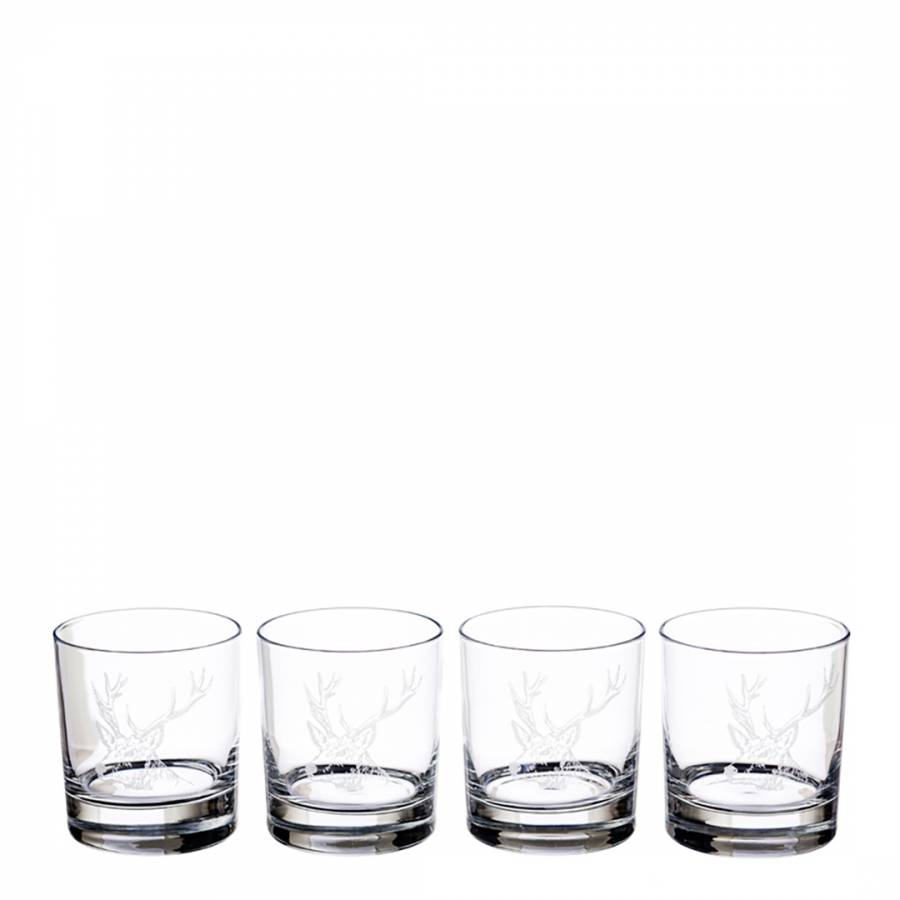 Set of 4 Stag Glass Tumblers