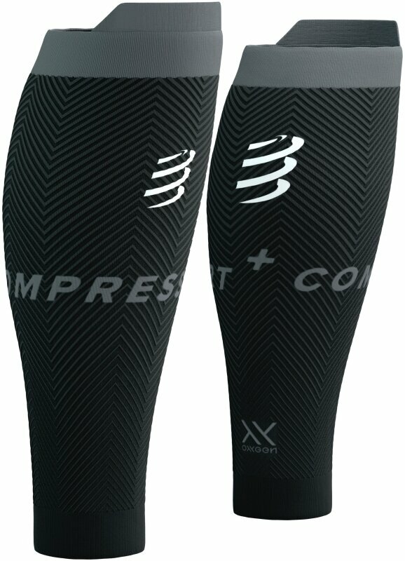 Compressport R2 Oxygen Black/Steel Grey T2 Calf covers for runners