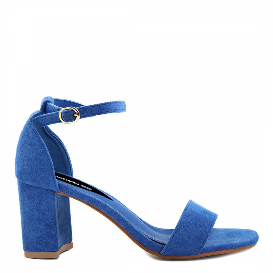 Blue Suede Heeled Sandals