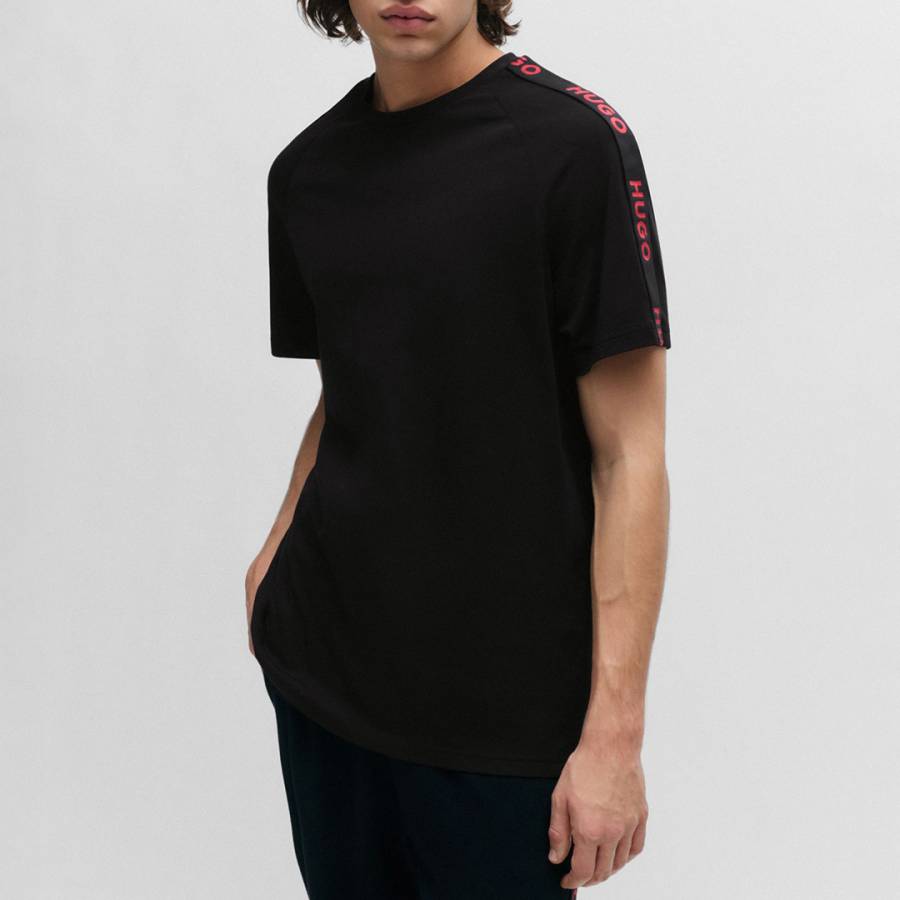 Black/Red Sporty Cotton Blend T-Shirt