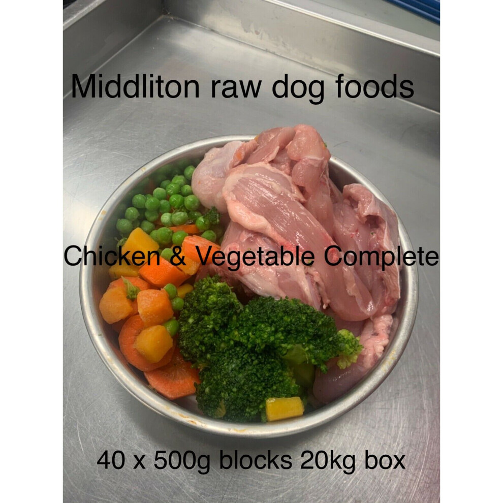 Dog Food Frozen Chicken & veg complete meal 40x500g bags 20kg box