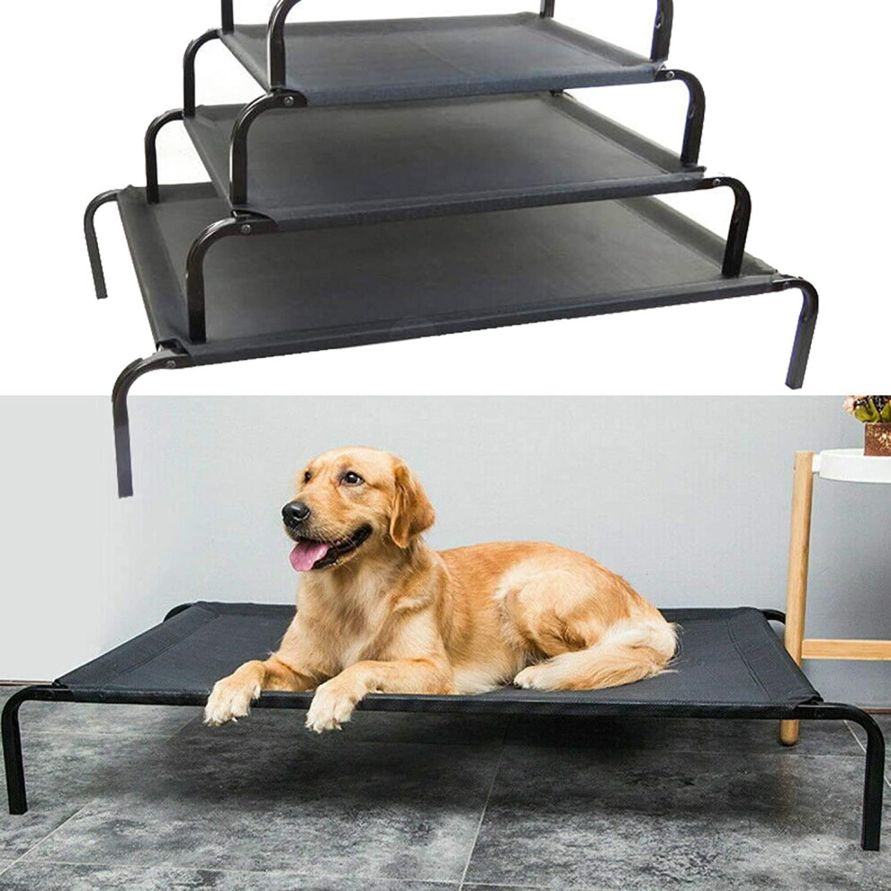 (L: 114x76x15cm) Metal Frame Dog Cot Elevated Pet Bed