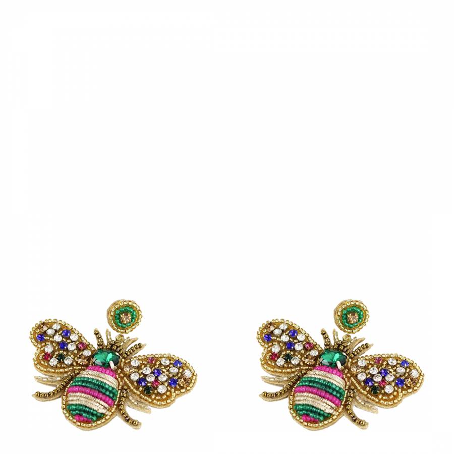 Gold Jewelled Bee Earrings