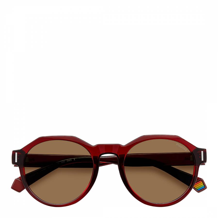 Burgundy Round Geometrical Sunglasses