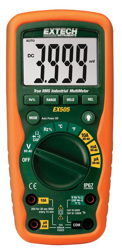 Extech Instruments Ex505 Multimeter, Hd, Cativ Trms