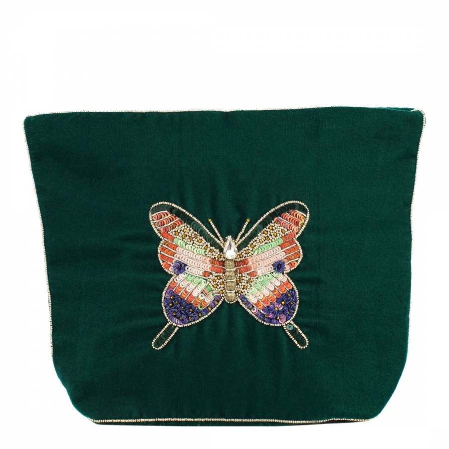 Green Jewelled Butterfly Make Up Bag
