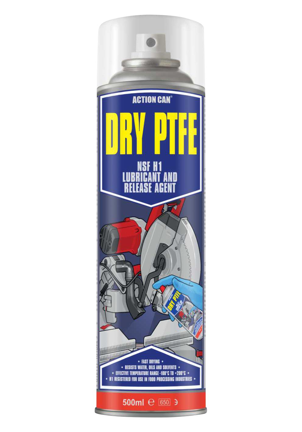 Action Can Dry Ptfe, 500Ml Lubricant, Oil, Aerosol, 500Ml