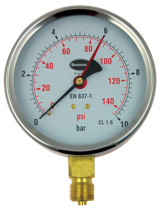 Brannan 34/655/0 Pressure Gauge, Dial, 0 To 10 Bar