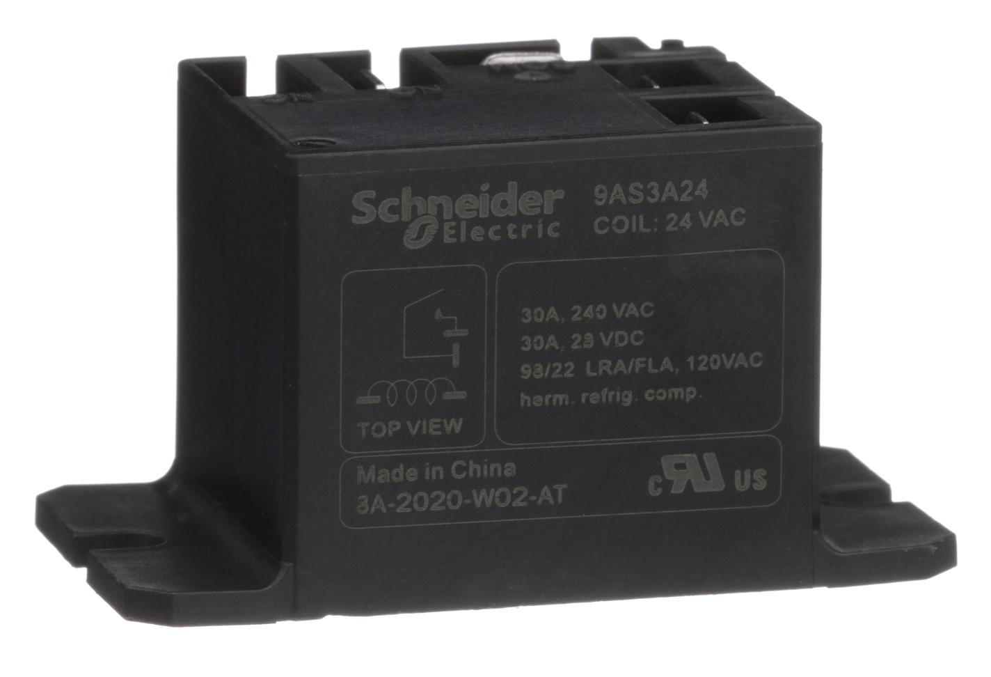 Schneider Electric/legacy Relay 9As3A24 Power Relay, Spst-No, 24Vac, 30A, Panel