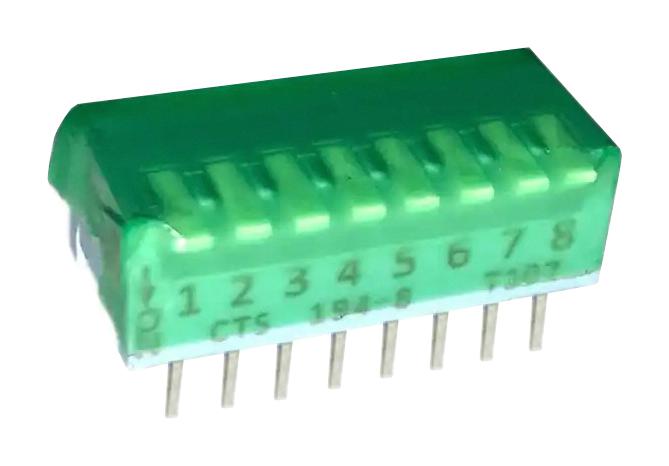 Cts 194-8Mst Dip Switch, 0.1A, 50Vdc, 8Pos, Tht