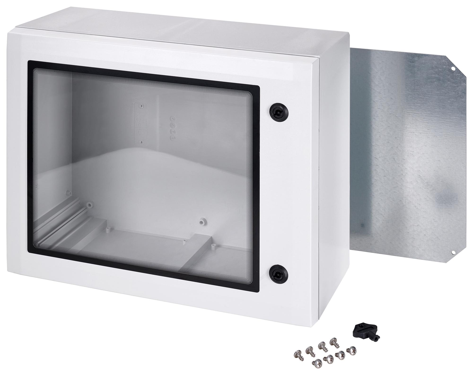 Fibox Arca 304015W Enclosure W/window, Multipurpose, Gry/pc