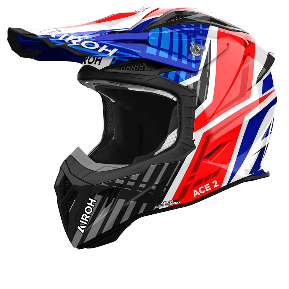 Airoh Aviator Ace 2 Proud Blue Red Gloss Offroad Helmet Size S