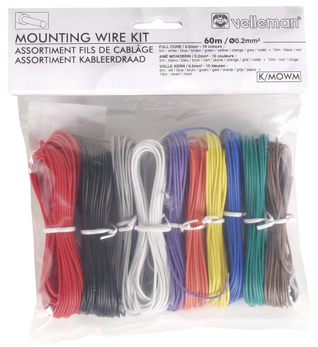 Velleman K/mowm Wire Kit, 8X5M, 2X10M, 24Awg, Singlecore