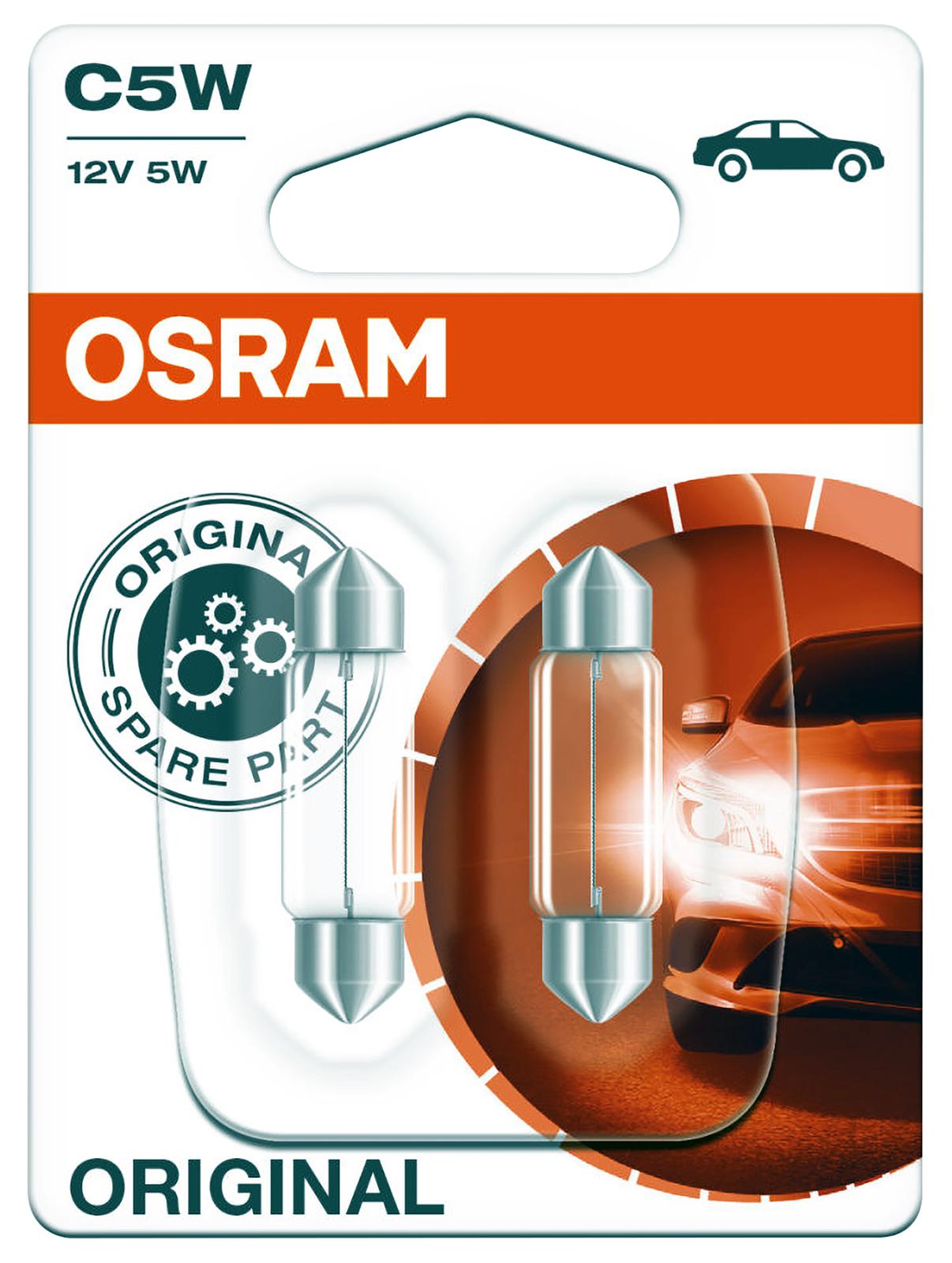 Osram 6418-02B Lamp, C5W 239 12V 5W Sv8.5-8 2Pk