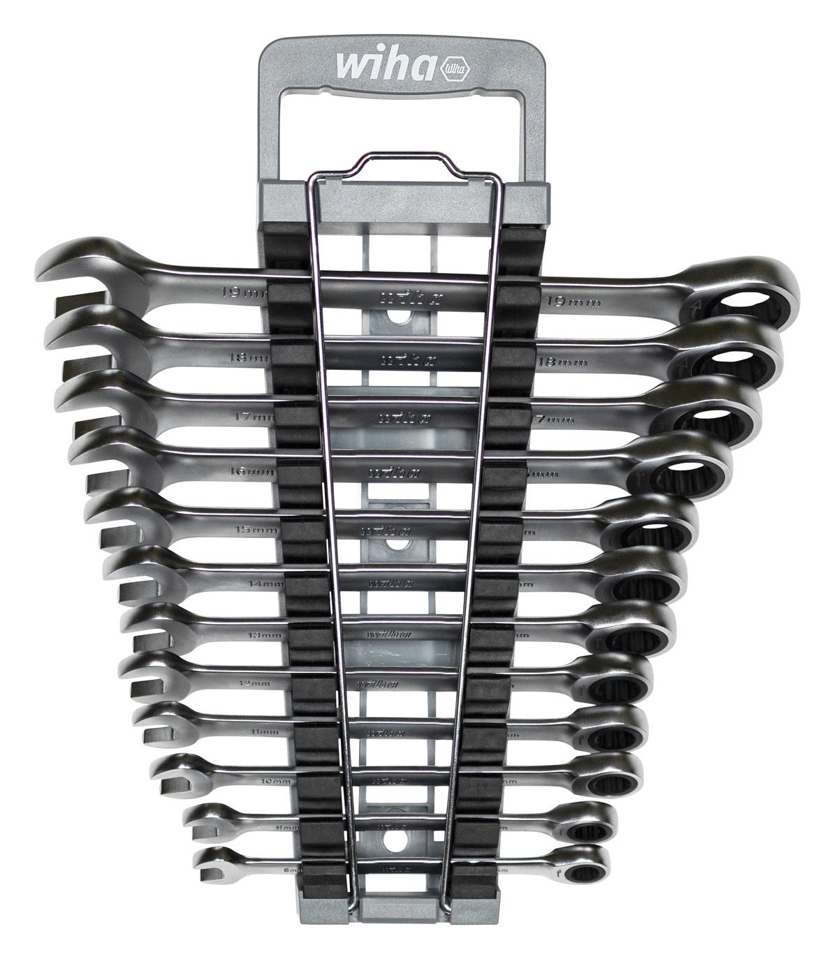 Wiha 44665 Ring Ratchet Open-End Spanner Set, 13Pc