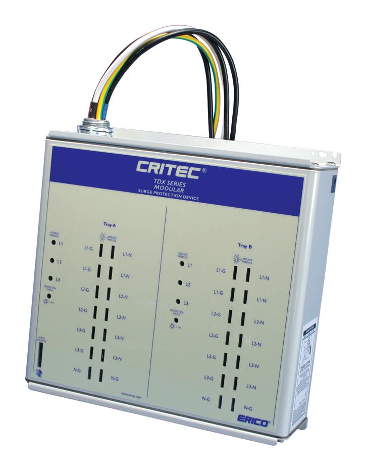 Nvent Erico Tdx400S277/480 Modular Tdx Panel Protector, 400 Ka, 277-480 V Un, 3Ph 4Wg Distribution System