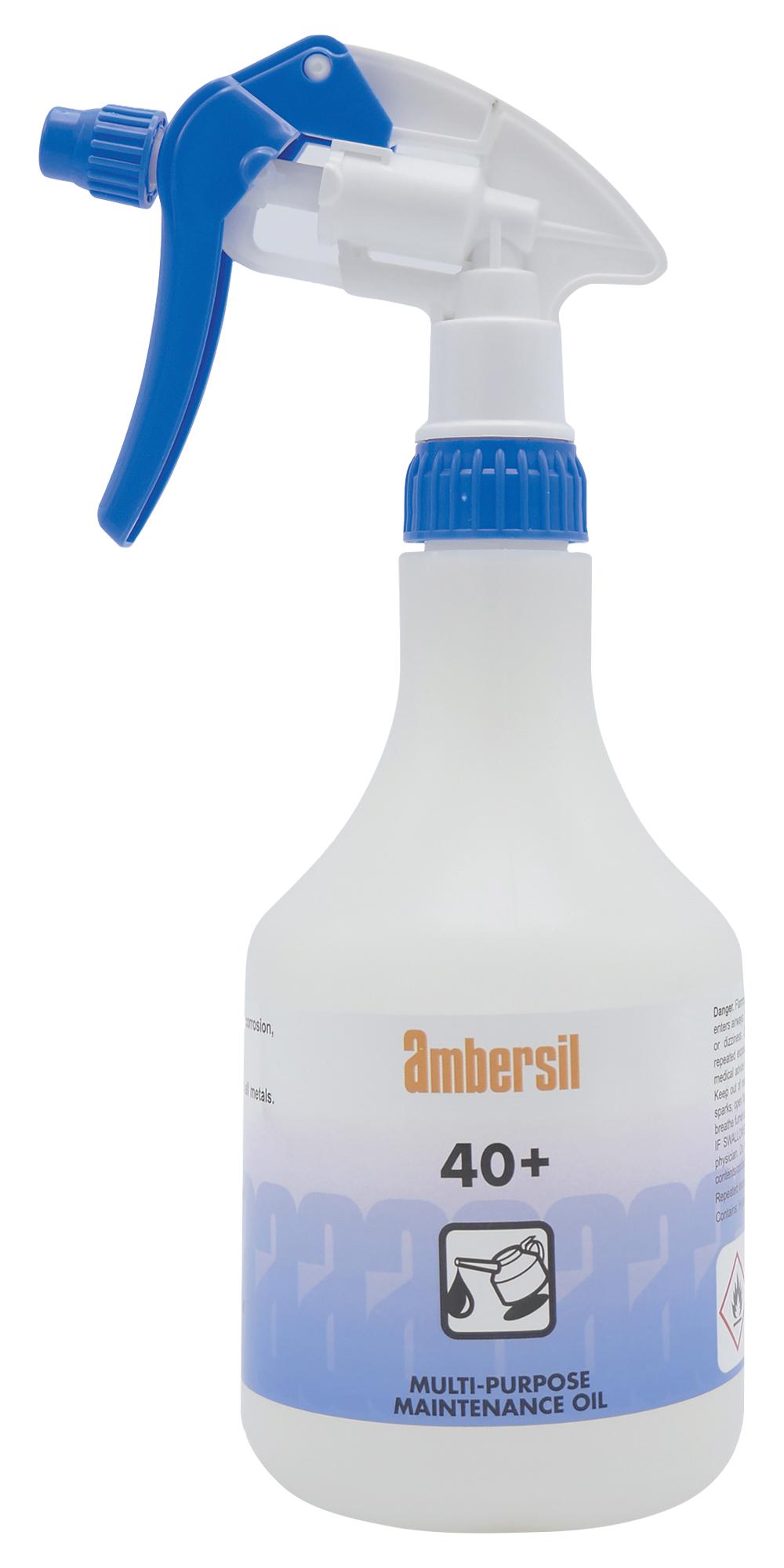 Ambersil 40+ Trigger Bottle (Empty), 500Ml Cleaner, Trigger Spray, Empty, 500Ml