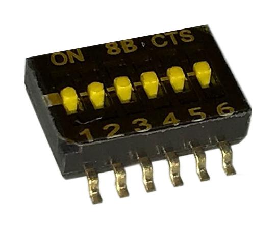 Cts 218-6Lpst Dip Switch, 0.1A, 50Vdc, 6Pos, Smd
