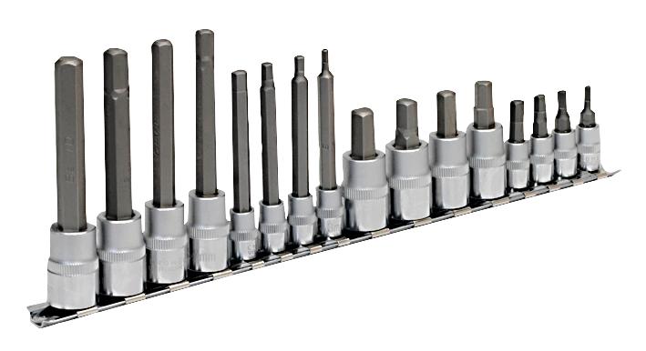 Sealey Ak6219 Hex Socket Set, 16Pc, 1/4 In And 3/8 In