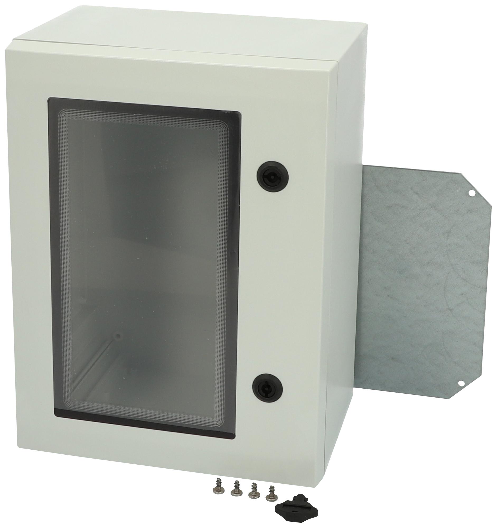 Fibox Arca 403021W Enclosure W/window, Multipurpose, Gry/pc