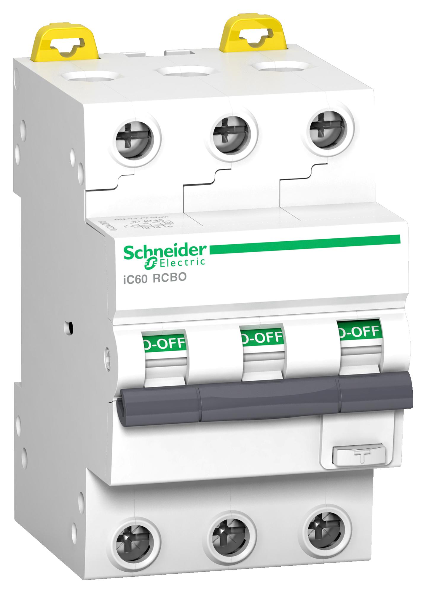 Schneider Electric A9D17332 Rcbo, 3P, 32A, 240Vac