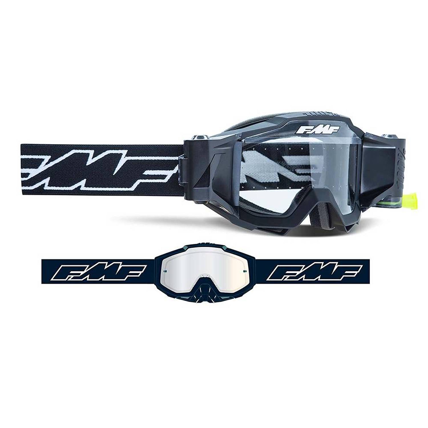 FMF Powerbomb Youth Film System Black Clear Goggles Size
