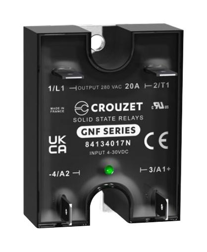 Crouzet 84134017N. Solid State Relay, 25A, 24-280Vac, Panel