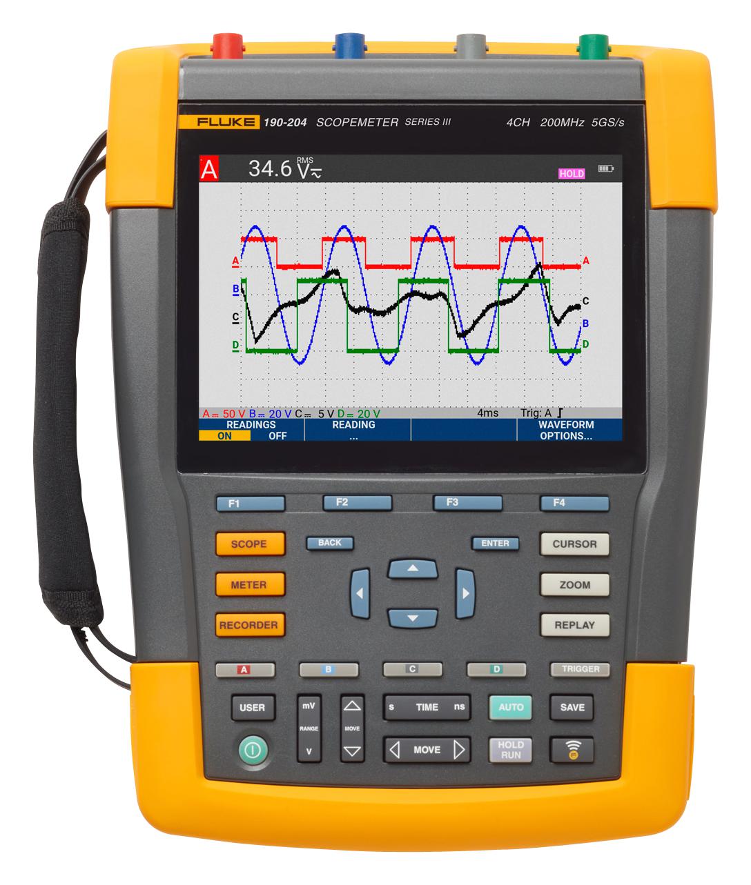 Fluke Fluke-190-204-Iii-S Hand Held Oscilloscopes, Lcd, 200Mhz