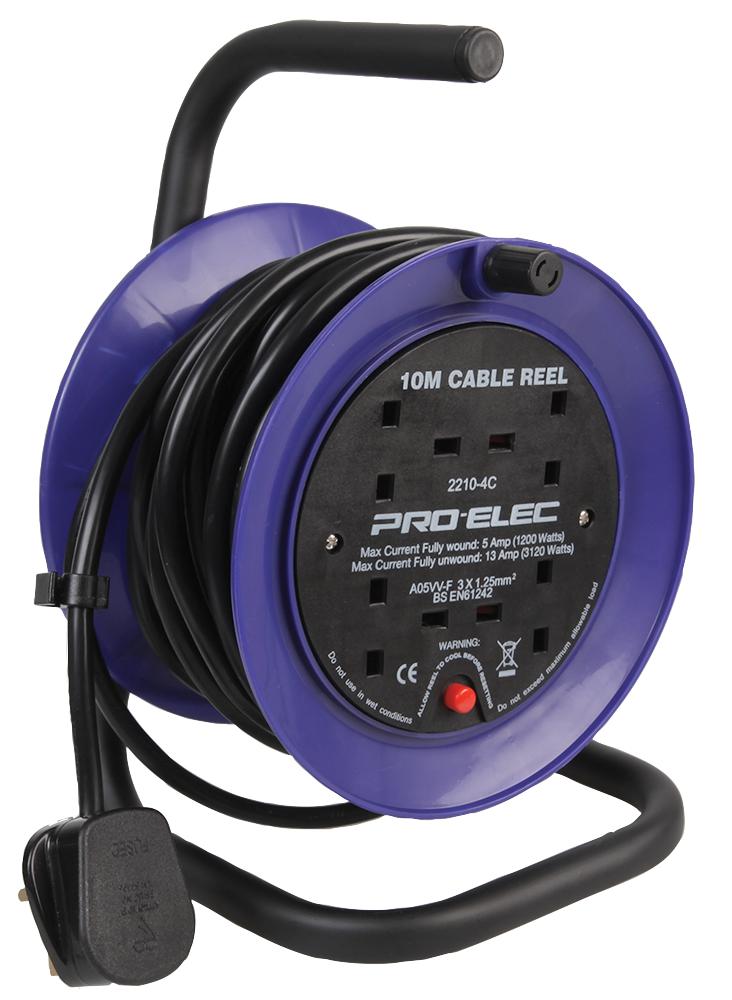 Pro Elec Pel01273 Extension Reel Mini 4 Way 10M